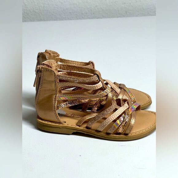 Self Esteem Girls Gladiator Sandals Glitter Strappy Open Toe  Zip Closure Size 7 - Picture 2 of 7